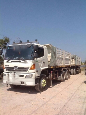 ขายรถบรรทุกพ่วงดัมพ์ HINO S500 เครื่อง 380 แรง ปี 53 กระบะดัมพ์สามมิตร ลูก 3 เพลาแท้ยาว 6.50 เมตร