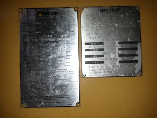 เครื่องปั่นไฟ Caterpillar 6 สูบ 1825 KVA 1460 KW