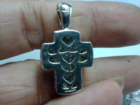 จี้ไม้กางเขนเงินประดับเพชรรัสเซีย