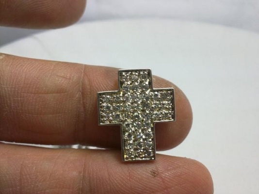 จี้ไม้กางเขนเงินประดับเพชรรัสเซีย
