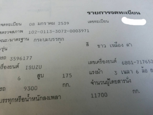 รถบรรทุก ISUZU 10 ล้อใหญ่ 2 เพลา ร็อก 175 ปี 2539 ราคา 680,000 บ.