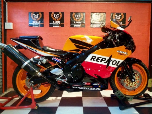 T&amp;T BIKE RAMA2 ขายด่วนเพียง 67500 ฿HONDA CBR400 แฟริ่งRC212 REPSOL ทะเบียนแท้โอนขนส่ง ภาษี พรบ.58 เลข8 สวยๆสีสวยใหม่กริป