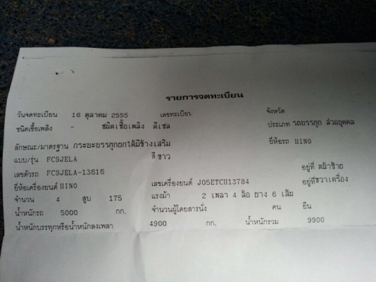 รถฮีโน่ 6 ล้อดั้ม 175 แรงม้า. ปี 55  ( รถวิ่ง 5x,xxx กม. )  สนใจติดต่อ  081 - 6079515