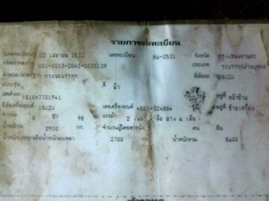 ขายหกล้อดั้ม อีซูซุ KS 10.  100 แรง