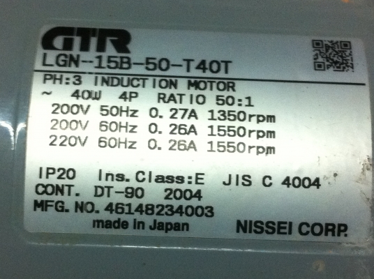 มอเตอร์เกียร์ทดขนาด 40 W. 50 ต่อ1 แบบ GTR ยี่ห้อ NUSSEI CORP จากญี่ปุ่น หมุนที่ 30 รอบต่อนาที แรงบิดเยอะ( 10 ตัว) มอเตอร์เกียร์ทดขนาด 40 W. 50 ต่อ1 แบบ GTR ยี่ห้อ NUSSEI CORP จากญี่ปุ่น หมุนที่ 30 รอบต่อนาที แรงบิดเยอะ( 10 ตัว)