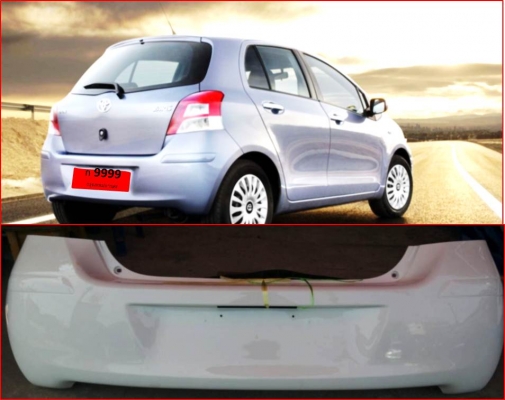 กันชนหลัง ยาริส ปี 08-09 สี ขาวเดิมโรงงาน ถอดตั้งแต่ป้ายแดง พร้อมใช้งาน