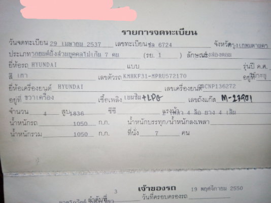 ขายรถเก๋ง HYUNDAI 1836 ซีซี เกียร์ธรรมดา ปี 2537 เลขตัวรถ KMHKF31-MPRU572170 ติดแก็สลงเล่มแล้ว ราคา 38000 ขายรถเก๋ง HYUNDAI 1836 ซีซี เกียร์ธรรมดา ปี 2537 เลขตัวรถ KMHKF31-MPRU572170 ติดแก็สลงเล่มแล้ว ราคา 38000