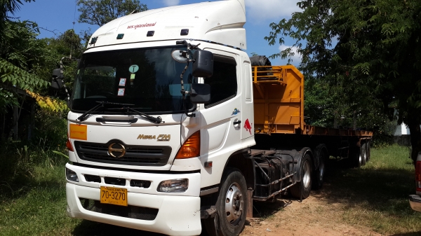 ขายดาวน์หัวลากHINO MEGA320พร้อมหางพื้นเรียบสามเพลาราคาโทร0843923995