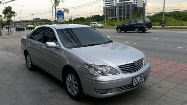 TOYOTA CAMRY ปี 2004 ตัว TOP สุด รถสวย ARIBAG 4 ใบ เบาะหนังปรับไฟฟ้า ล้อ MAX แอร์เย็น ภายในลายไม้สวย เครื่อง ช่วงล่างดี หน้าหลังเดิมๆ ภายในสภาพสวย รถพร้อมใช้งาน สีสวย จัดไฟแนนได้