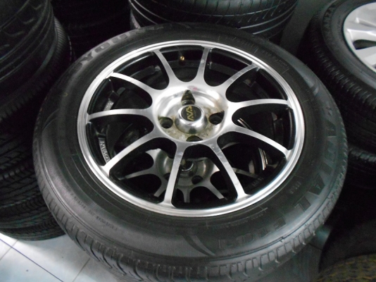 ขายล้อแม็กแต่งขอบ 15(4/100)พร้อมยาง 195/55/15 ปี 08,11 พร้อมใช้ 1 ชุด 4,900.-**NET**