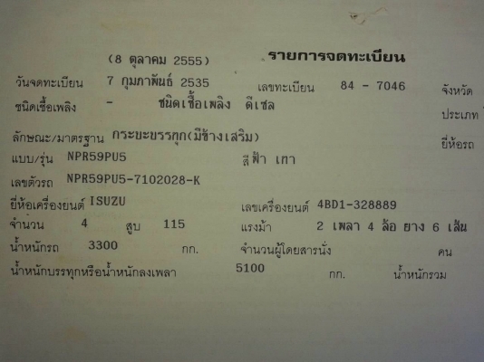 ขาย 6 ล้อ NPR59PU5 กระบะยาว 5 เมตร ปี 35 เครื่อง 4BD1 115 แรงม้า คัสซีสวยตลอดเส้น 6 น็อตหน้า-หลัง เกียร์สั้น ยางเต็ม ทะเบียนพร้อมโอนครับ ขาย 6 ล้อ NPR59PU5 กระบะยาว 5 เมตร ปี 35 เครื่อง 4BD1 115 แรงม้า คัสซีสวยตลอดเส้น 6 น็อตหน้า-หลัง เกียร์สั้น ยางเต็ม ทะเบียนพร้อมโอนครับ