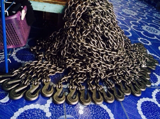 จำหน่าย โซ่ขัดขาว 9.5mm ยาว 3-4-5-6-8-10M ใส่ตะขอG80 หัวท้าย พร้อม มือผีสับโซ่ ราคาย่อมเยา/ส่ง โทร 080-6135462