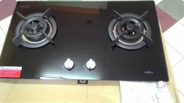 ขายเตาแก๊สแบบฝังยี่ห้อMEXรุ่นV772CฐานกระจกคริสตรัลดำคุณภาพสูงTEMPERED GLASSแบบ2หัวเตาของใหม่แกะกล่องขายไม่แพงคับ