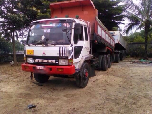 ขายรถสิบล้อพ่วงดัมพ์ Mitsubishi turbo TF ซีเรยล 5,xxx กระบะดัมพ์มิเนียม ลูก 3 เพลา มี 2 พ่วง