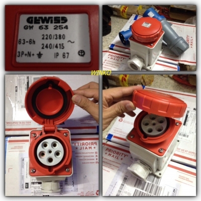 ขาย ปลั๊กอุสาหกรรม 220V, 63A, 3P+E เยอรมัน จำนวน 4 ตัว