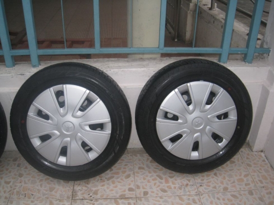 ขายกระทะล้อ mitsubishi mirage 14" 4รู 100+ยางธันวาคมปี 12+ฝาครอบ(081-3747940)