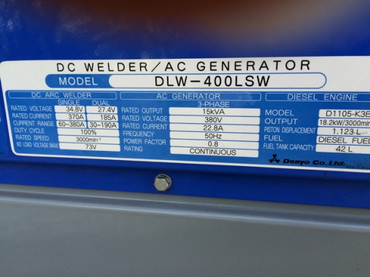 DENYO DLW400LSW เครื่องเชื่อมเชื่อม + ปั่นไฟ ของใหม่ ตรงจากญี่ปุ่น