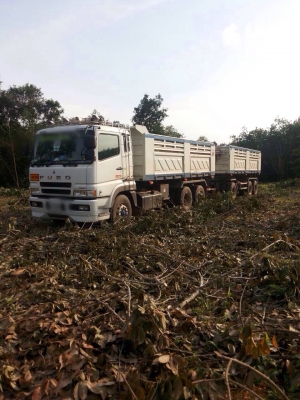 ขาวดาว์นรถพ่วงดัมพ์แม่ลูก Mitsubishi shogun เครื่อง 380 แรง ลูก 3 เพลาแท้ ป้ายแดง 6 เดือน ไมล์ 58,xxx