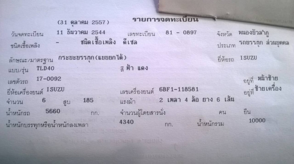 ขาย 6 ล้อดั้มหัวยาว คัสซีสวย เครื่อง 6BF1 185 แรงม้า เฟืองท้าย FUSO พวงมาลัยพาวเวอร์ ทะเบียนเต็มพร้อมโอน ราคาต่อรองได้ ขาย 6 ล้อดั้มหัวยาว คัสซีสวย เครื่อง 6BF1 185 แรงม้า เฟืองท้าย FUSO พวงมาลัยพาวเวอร์ ทะเบียนเต็มพร้อมโอน ราคาต่อรองได้