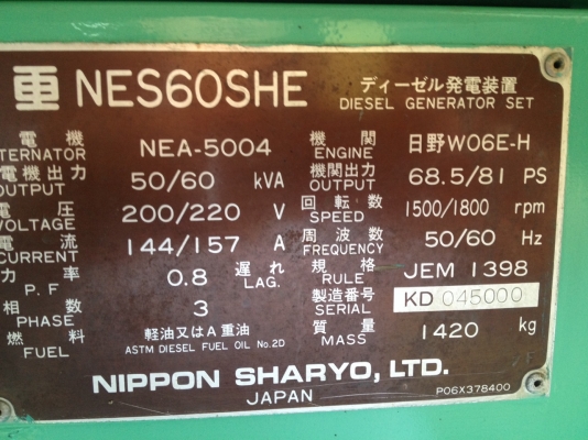 ขายด่วน เครื่องปั่นไฟสภาพดี มือสองจากญี่ปุ่น พร้อมใช้งาน