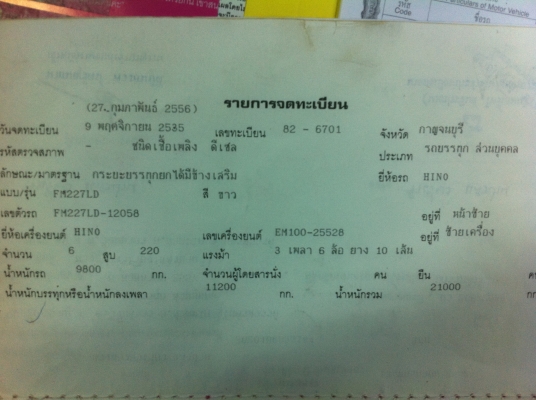 HINO 227 ดั้ม เครื่อง EM100-220 แรงม้า สภาพเดิมๆ กระบะสามมิตร ยางเต็ม พร้อมใช้งาน ทะเบียนพร้อมโอน
