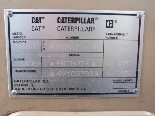 รถเกรด Caterpillar 140H #2ZK04177 รถนอก สภาพสวย สนใจโทร. 080-6565422 (หนิง)