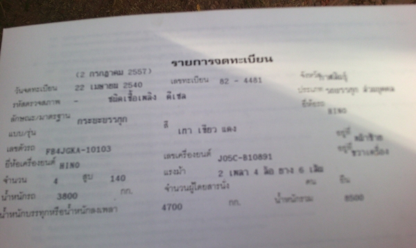 ขายด่วนรถ6ล้อHINOFB4Jดรั้มเครือง145แรงปี40กะบะยาว3.6