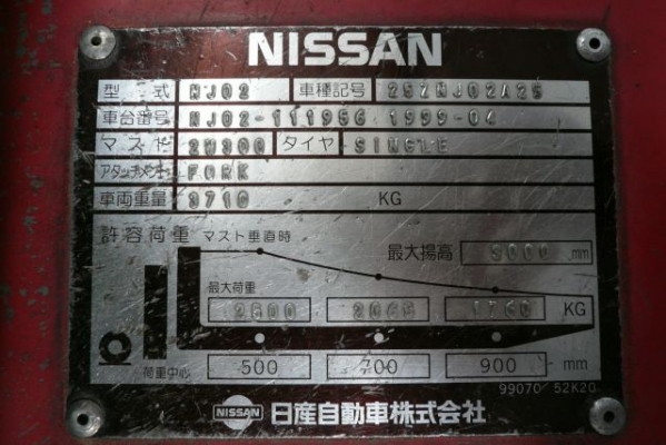 ขายรถโฟล์คลิฟท์มือสอง NISSAN รุ่น NJ02-A25