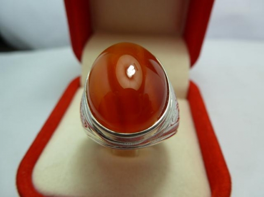 แหวนเงินพลอยอาเกตสีส้ม