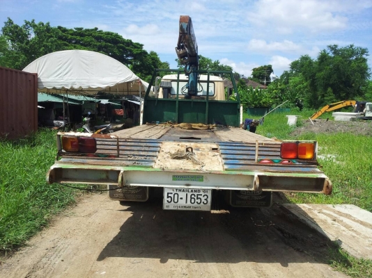 สิบล้อ HINO 650,000 บ. เพลาเดียว พื้นเรียบ ท้ายลาด ติดเครน TADANO 3 ต้น ท้อง V 3 ปลอก 2 ชัก