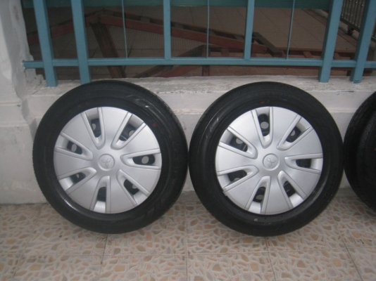 ขายกระทะล้อ mitsubishi mirage 14" 4รู 100+ยางธันวาคมปี 12+ฝาครอบ(081-3747940)