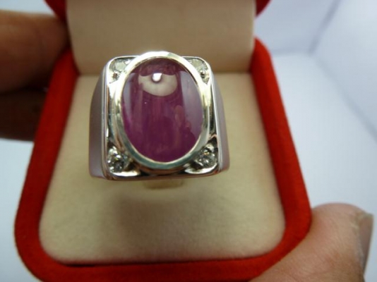 แหวนเงินแท้พลอยทับทิมพม่า