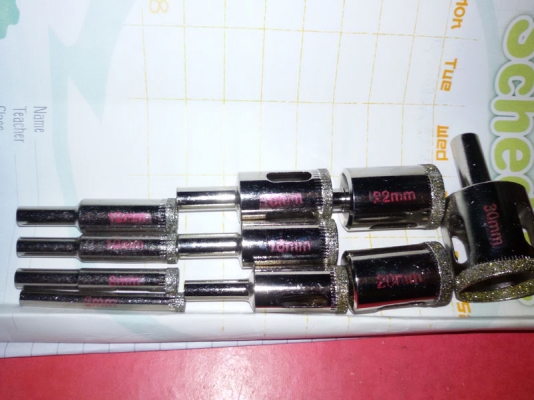 ดอกเจาะรูคาร์ไบเจาะ กระเบื้อง กระจก ปูน หิน ไม่ต้องกระแทก สแตนเลสบาง เหล็กแข็ง(บาง)ชุด 6-30mm 10 ดอก 850 บ.