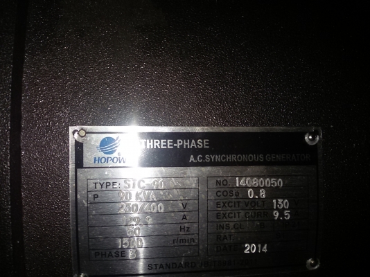 ขายเครื่องปั่นไฟ 90 kvaพร้อมตู้เก็บเสียงประกอบนอกมีเทอโบว์