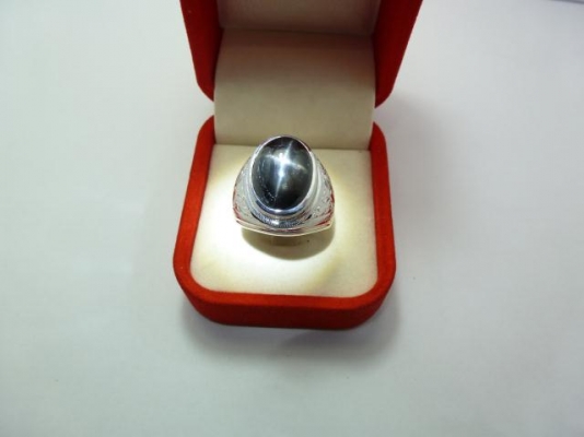 แหวนชายเงินแท้พลอยสตาร์อินเดียเม็ดใหญ่