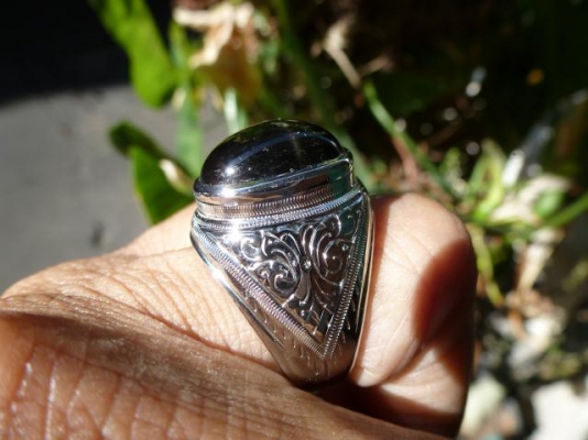 แหวนชายเงินแท้พลอยสตาร์อินเดียเม็ดใหญ่