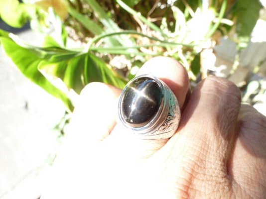 แหวนชายเงินแท้พลอยสตาร์อินเดียเม็ดใหญ่