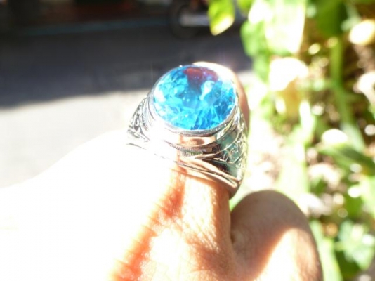 แหวนชายเงินแท้พลอยบลูโทพาสแท้