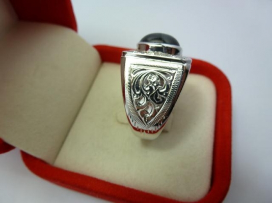 แหวนเงินแท้พลอยสตาร์อินเดียแท้