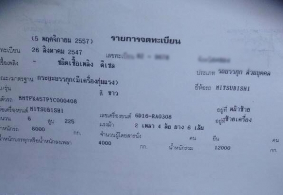 ขายรถบรรทุกหกล้อติดเครน Mitsubishi MMTFK457 เครื่อง 6D16 turbo-220 แรง ติดเครน3.6 ตัน