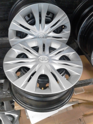 ขอบ 15  กะทะล้อ ป้ายแดง 5 รู วีโก้  ชุด 4 วงพร้อมฝาครอบใหม่ๆ  TEL.081-427-3941