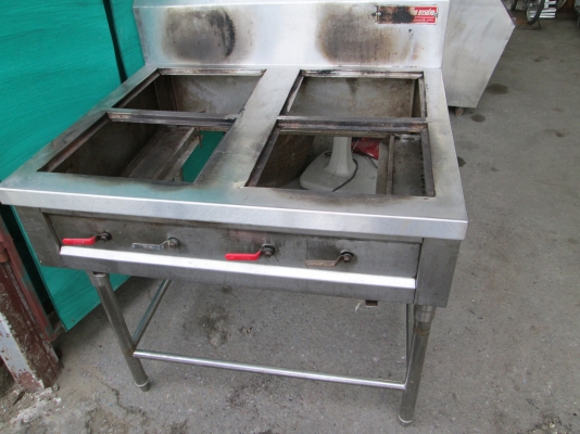 เตาแก็สแสตนเลสหนา  แข็งแรง ใส่หัวเอาเอง  วาวปิด-เปิดใช้ได้