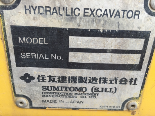 ขาย !!!! รถแมคโคร SH-200LC-3 รถนอก มีเอกสาร ไฟฟ้าครบ