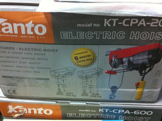 รอกสลิงไฟฟ้า KANTO พร้อมชุดกดควบคุมการขึ้นลง ขนาดยกได้ 200 Kg.
