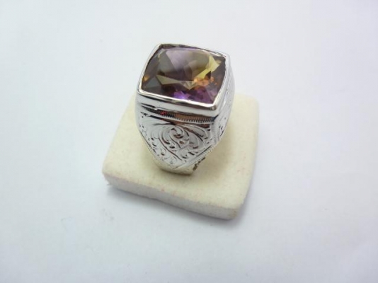 แหวนเงินแท้พลอย 2 สีธรรมชาติ