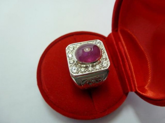 แหวนเงินแท้พลอยทับทิมแท้