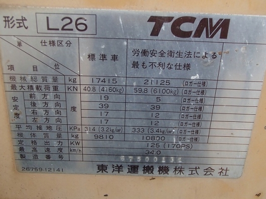 ขายรถตัก TCM L26