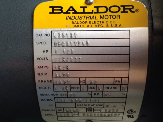 ขายมอเตอร์ Baldor 1.5 HP. 3450 rpm. 220V ไฟบ้าน(รอบเร็วพิเศษ) made in U.S.A พร้อมใบพัด ระบายลมดูด-เป่า สภาพสวย วิ่งนิ่ม พร้อมใช้งาน