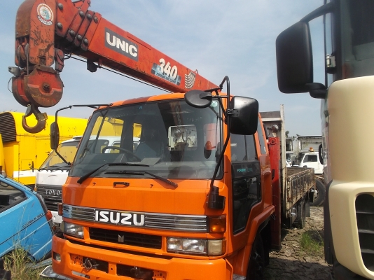 ขายรถ 6 ล้อ ISUZU เครื่อง 6HE1 ธรรมดา ไม่มีทะเบียน ติดเครน UNIC 340 5ปลอก ขาหยั่งสูง