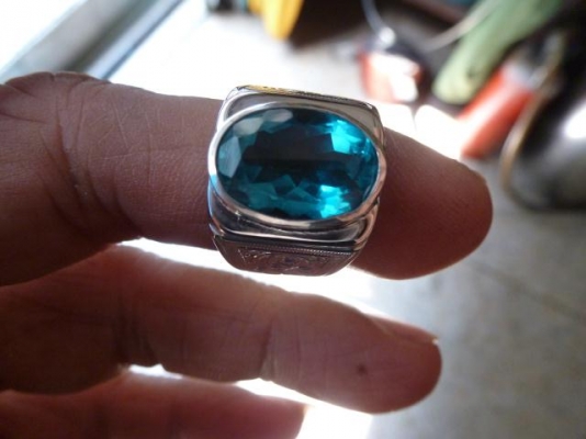 แหวนเงินแท้พลอยบลูโทพาส